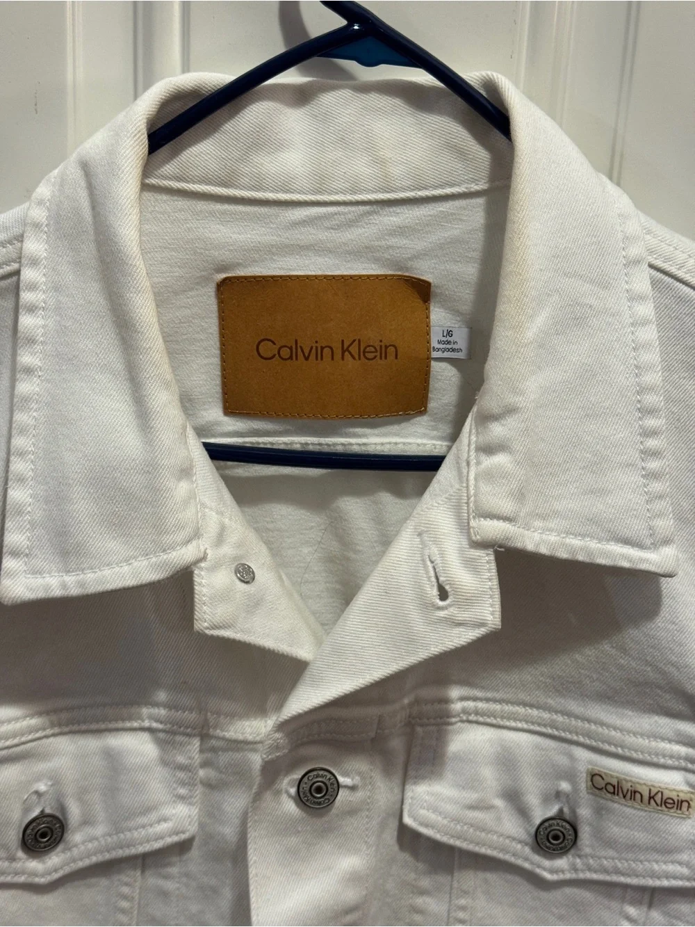 Calvin Klein Classic Denim Trucker Jacket Optic White Sz L Retail Price $109.00 - Picture 13 of 15